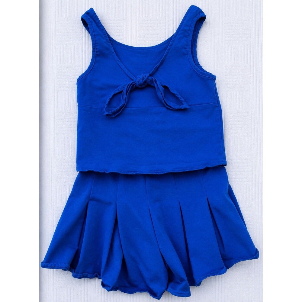 Habitual Kid Girls Orange Tie-Front Crop Top Skort Set 100% Cotton Size 12